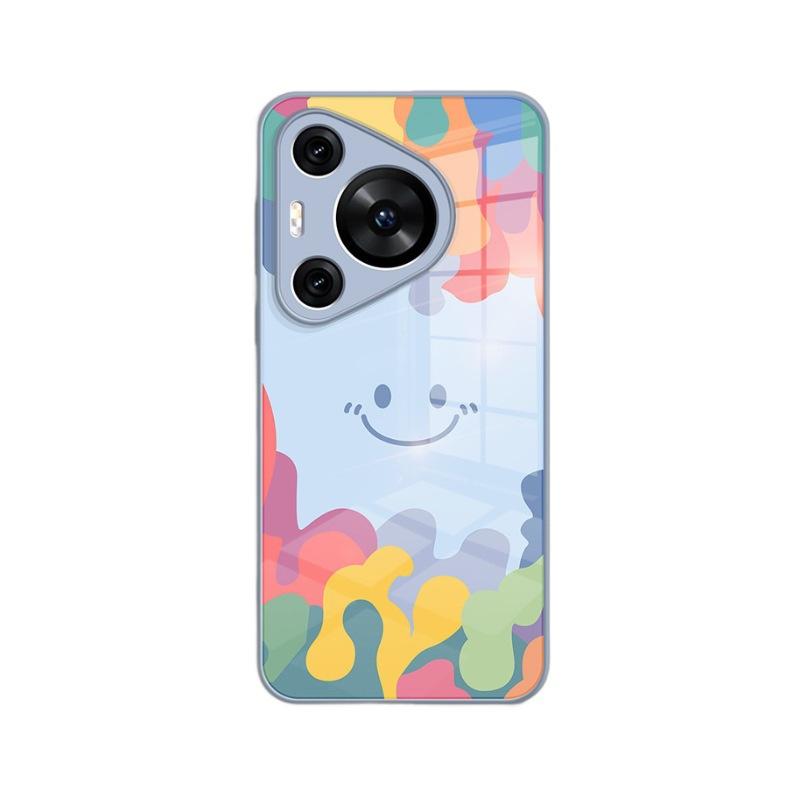 Small and Fresh Is Suitable for Huawei P70 Mobile Phone Case Ins Smiley Face Advanced Sense P70pro Liquid Glass All-inclusive Lens P6.