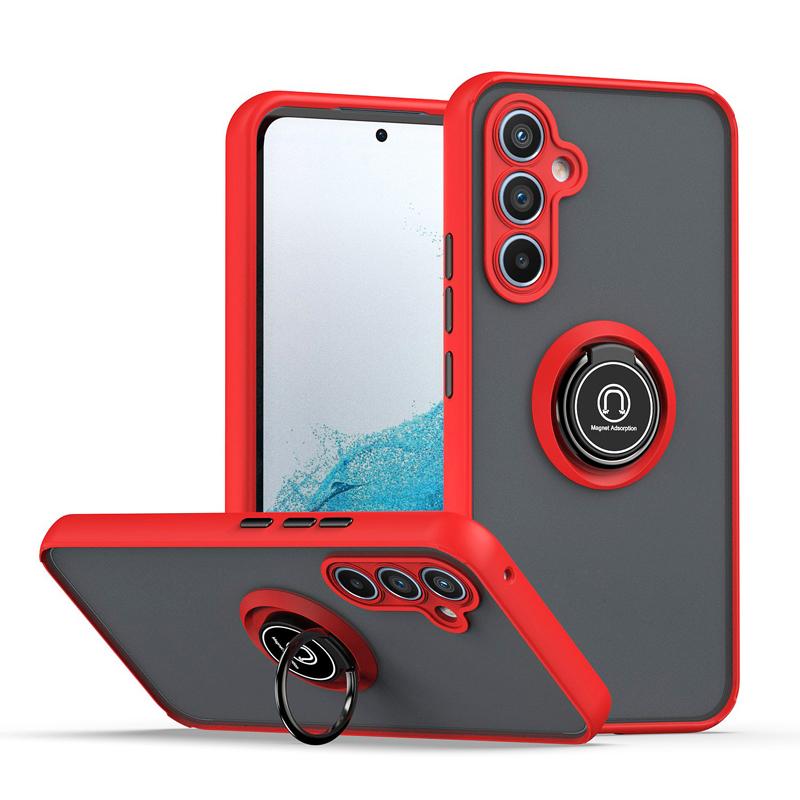 Funda A55 5G Stand Matte Phone Case For Samsung Galaxy A55 A54 A14 A35 A25 A15 Magnetic Ring Folding Bracket Frosted Back Cover