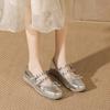 Silver fishing light ballet shoes fairy fairy style bow square head flat Mary Jane shoes with skirt single shoes