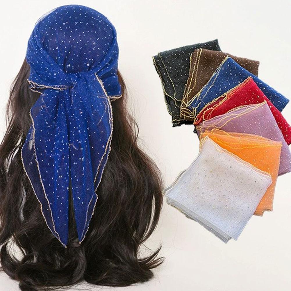 Foulard Femme Fashion Bufandas Women Muslim Hijab Sequin Lace Sheer Shawl Headscarf Tulle Mesh Femme Scarf Veil Musulman V3L1