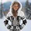 Damen Schneeflocke 3D-Druck Flanell Reißverschluss Kapuzenjacke Winter Warm Fleece Hoodie Lässiger Langarmmantel S-5XL