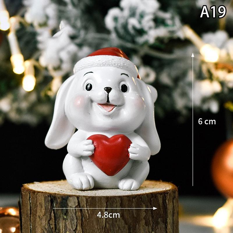 Christmas Series Craft Resin Animal Party Creative Mini Christma Tree Old Girl Kids Cute Gift Home Decoration Supplies Decor