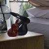 Home Décor Ceramic Rabbit Figurines (Set of 2, Black and Brown)