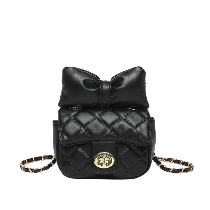 

Popular sweet bow women s bag fashion messenger bag new trendy temperament chain bag чёрный
