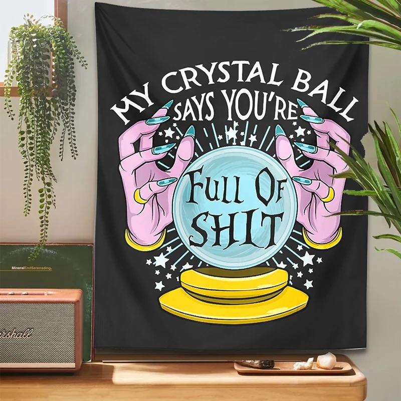 Crystal ball tapestry, mysterious divination hand pattern, dormitory bedroom wall decoration, essential for Europe and America