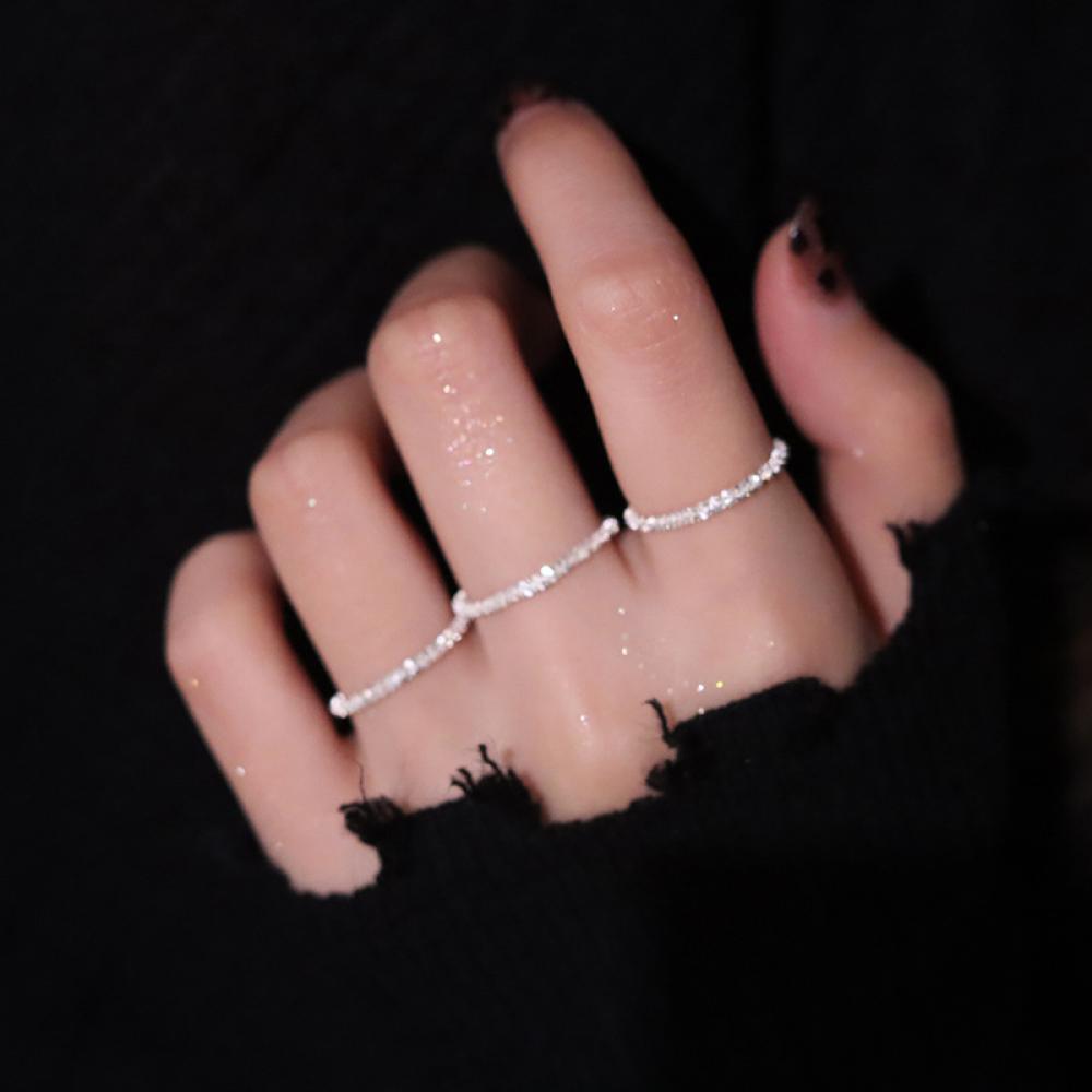 New Arrived Trend Sparkling Ring Simple Style Versatile Decorative Compact Index Finger Ring Women Fashion Jewelry
