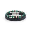 Jbans Classic Btg Leather 261 6Mm Black Green Manomics 1008 Gemstone Bracelet Set (C2401-Se334_Bk)