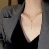 Titanium Steel Necklace Female Design Sense Opal Pendant Korean Internet Celebrity Explosion Collarbone Chain Accessories