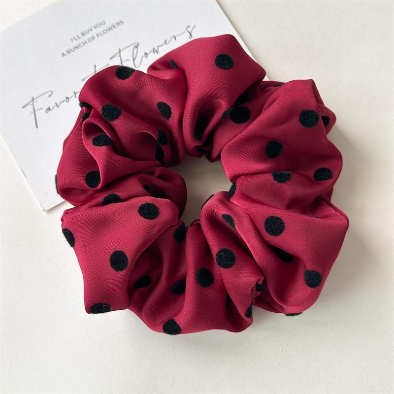 Polka Dot Satin Scrunchie: Japanese Korean Simple Pleated Elastic Hair Tie Accessory