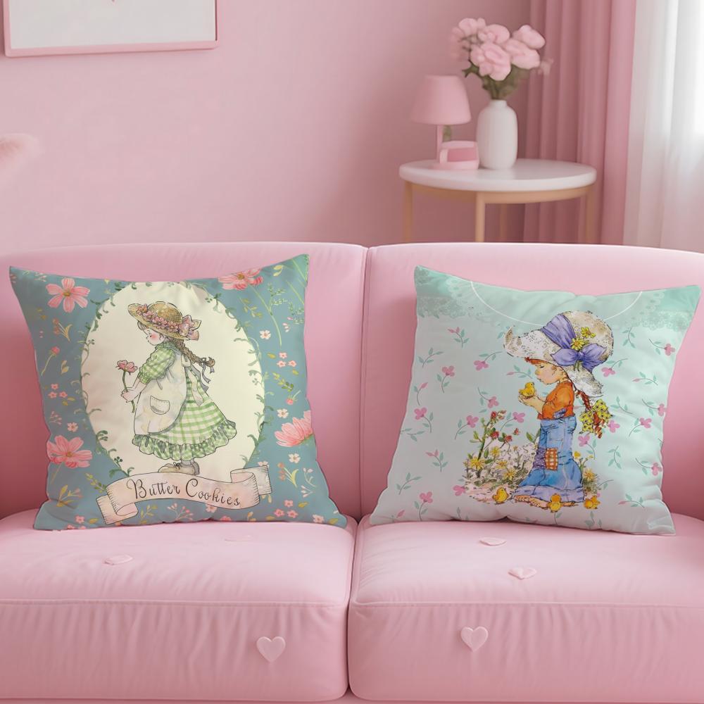 Cute Sarah Kay Girl Cushion Cover Short Plush Double-Sided Printing Home Machine Washable In Warm Winter Pillow Cover