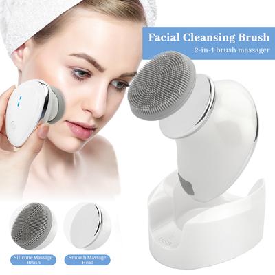 Powered Facial Cleansing Brush Devices Face Brushes Sonic Vibration 2 In 1 Heated Massager Deep Cleaning Electric Face Cleanser