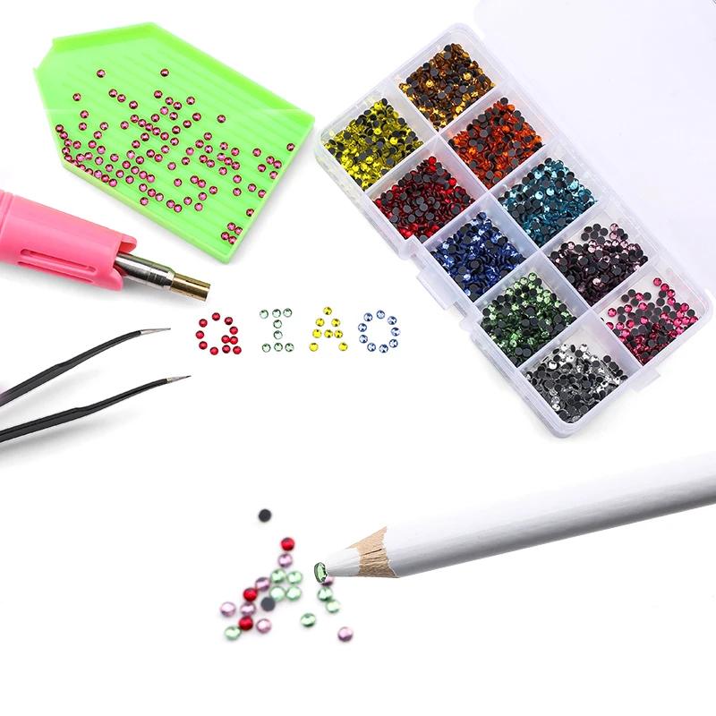 Full DIY Set 2000pcs/box SS10 Hot Fix Rhinestones With Hotfix Applicator Crystal Glass Iron On Rhinestones for Dress,bag,shoes