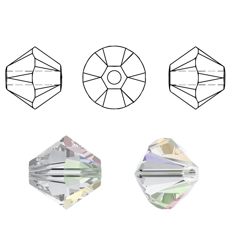 4mm 100pcs Shiny Crystal Beads Bicone Beads Glass Beads Loose Spacer Beads for Bracelet DIY Jewelry Making 200pcs