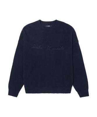 ADHOC Women'S Crew Neck Embroidered Knit (Navy)