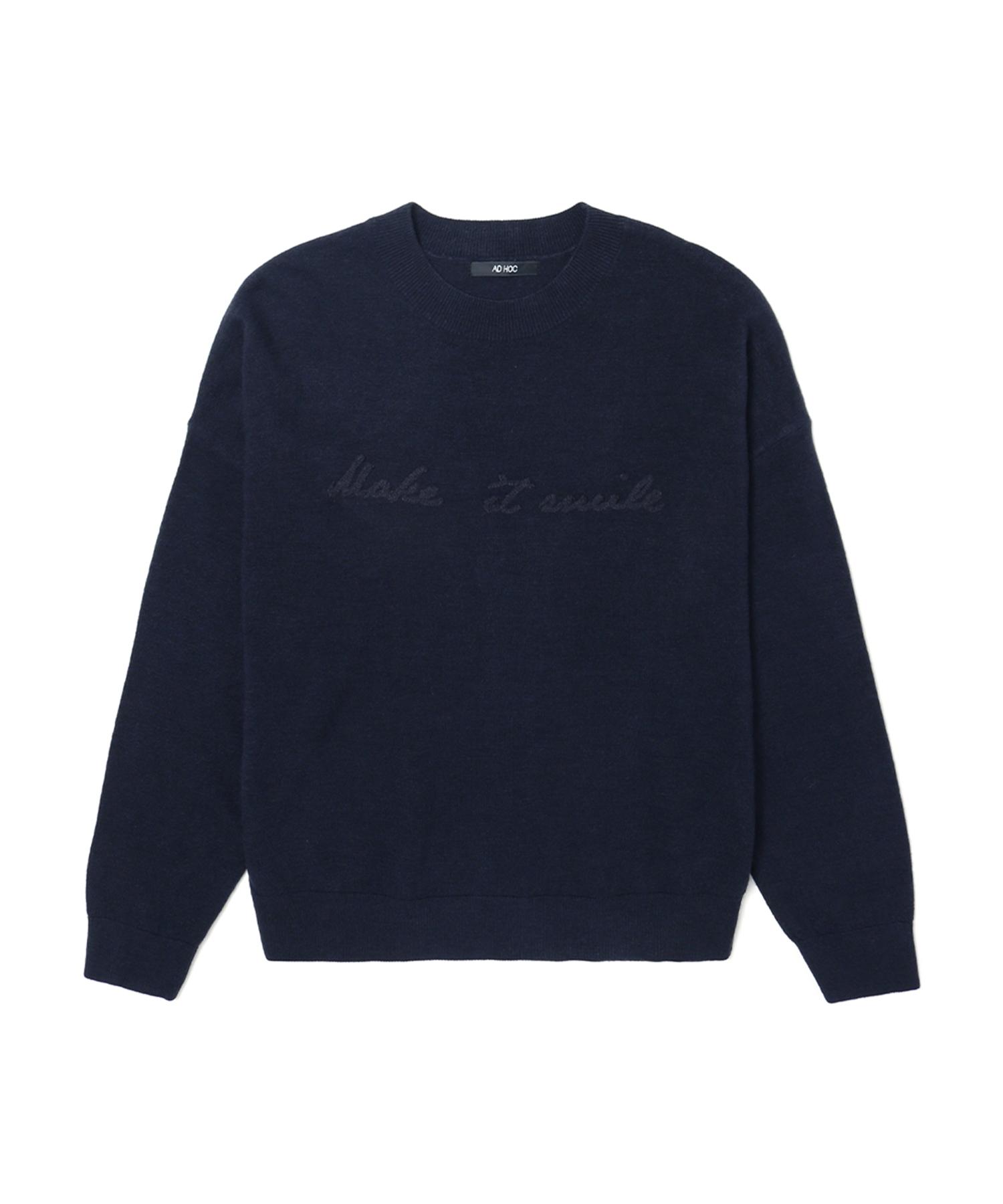 Adhoc Women S Crew Neck Embroidered Knit (Navy) Navy/085