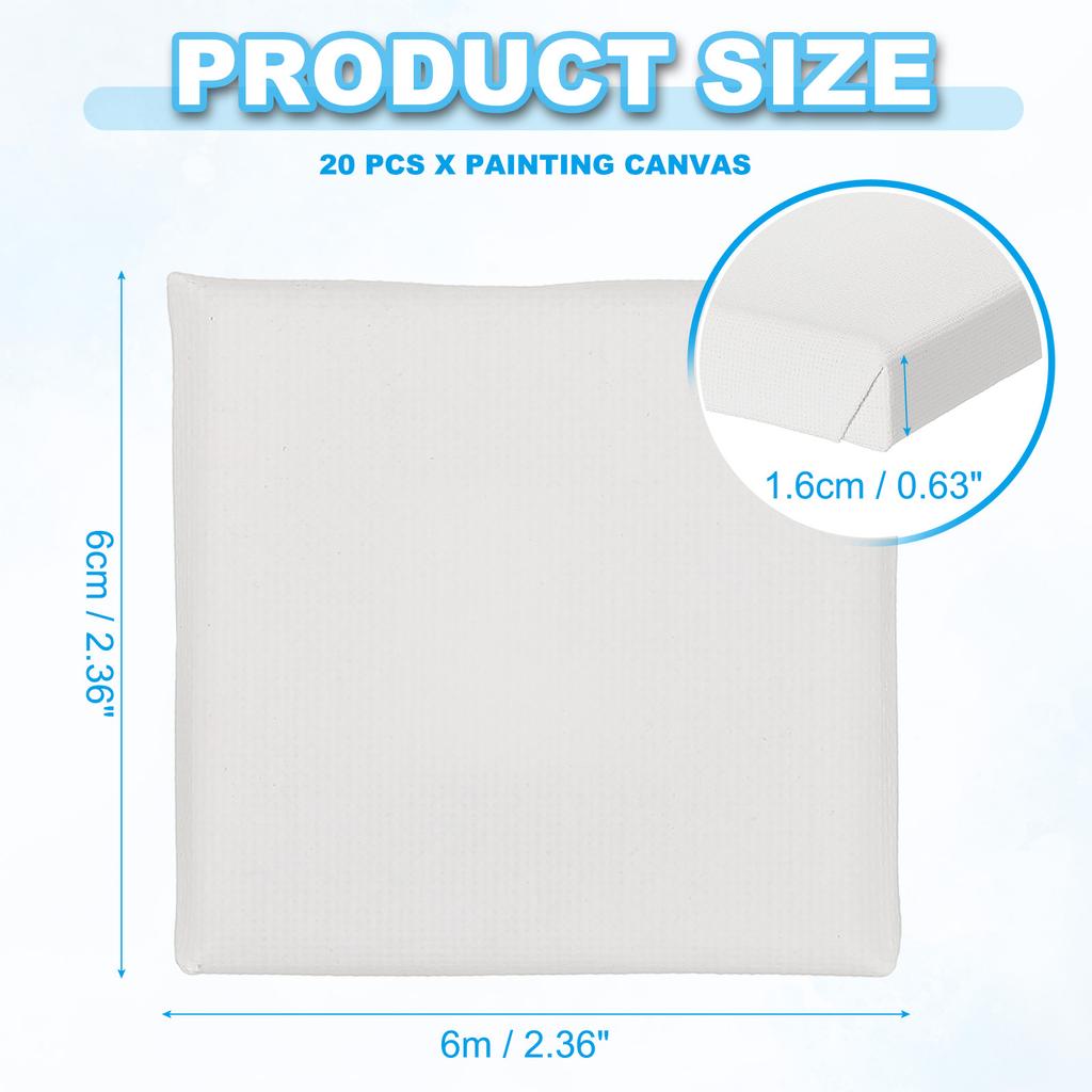 6-40Pcs White Blank Square Artist Canvas Pine Wood Board Frame Cotton Artist Canvas Boards for Oil Painting Acrylic Watercolor