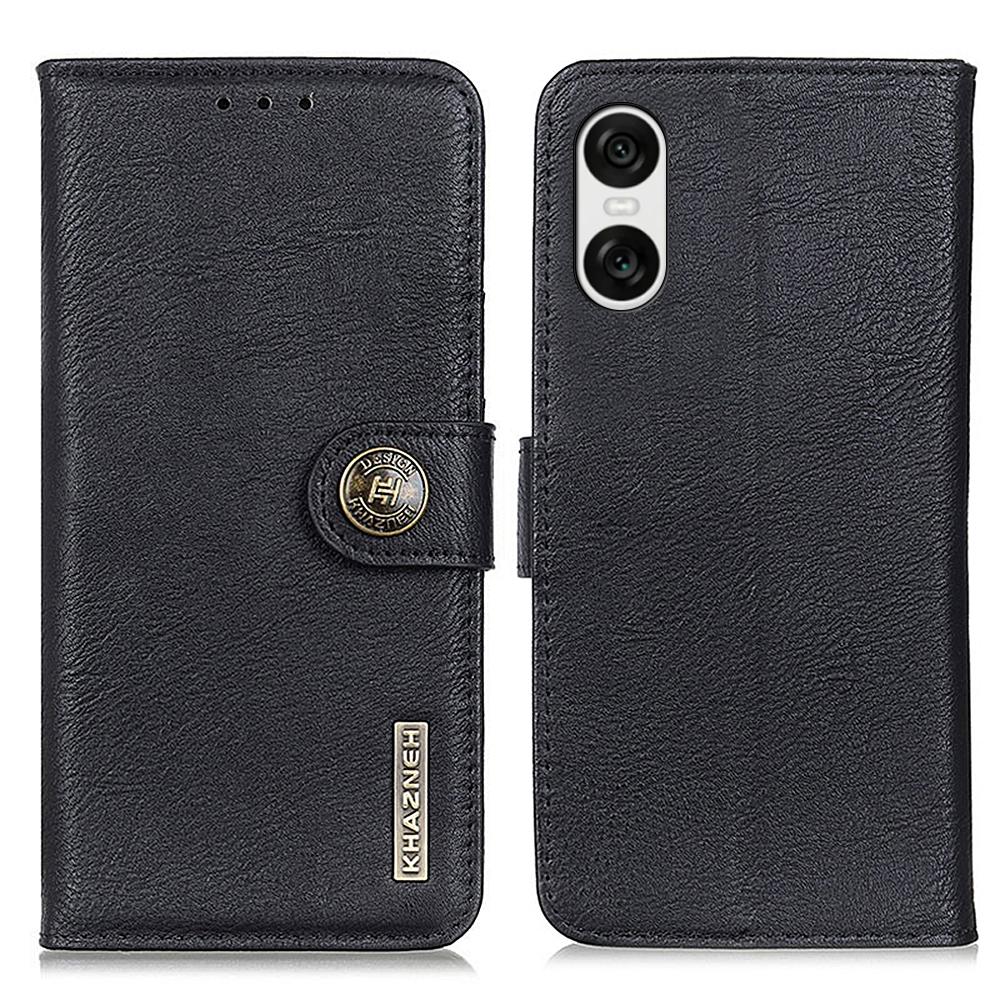 KHAZNEH For Sony Xperia 10 VI Leather Wallet Case Cowhide Texture Phone Cover