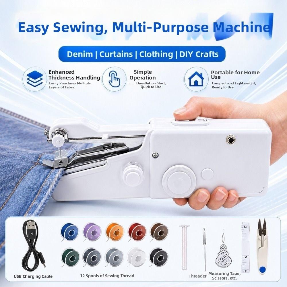 Multifunctional Mini Electric Tailor Set Compact Portable Sewing Machine Travel Use