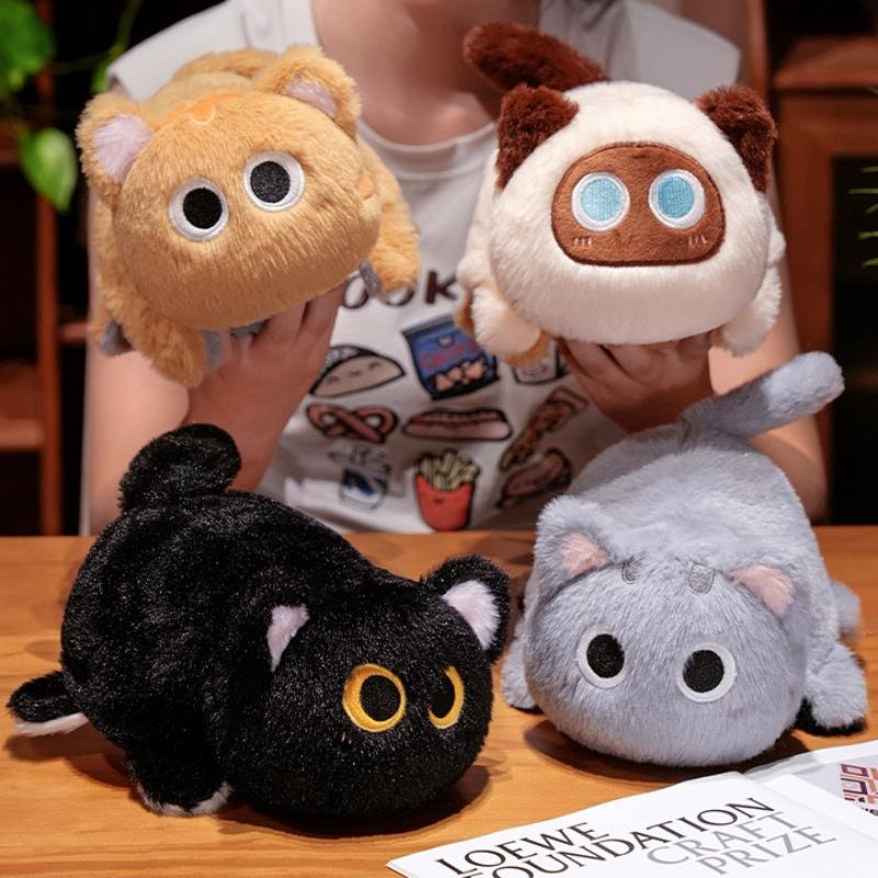 30cm Kawaii Double-sided Flip Black Cat Plush Toy Doll Stuffed Animal Cat Pillow Parent -child Game Toys Birthday Gift for Kids