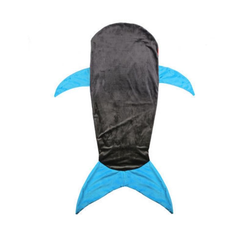 Children Shark Sleeping Bag Ultra-soft Fluffy Flannel Fishtail Blankets Kids Boys Girls Wearable Sleepsack Cozy Fluffy Sleep Bag