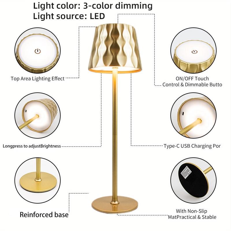 3 Colors Desk Lamp Rechargeable Desktop Night Light Touch Dimming Bedside Lamps Dining Table Light For Hotel Bar Cafe Mood Light