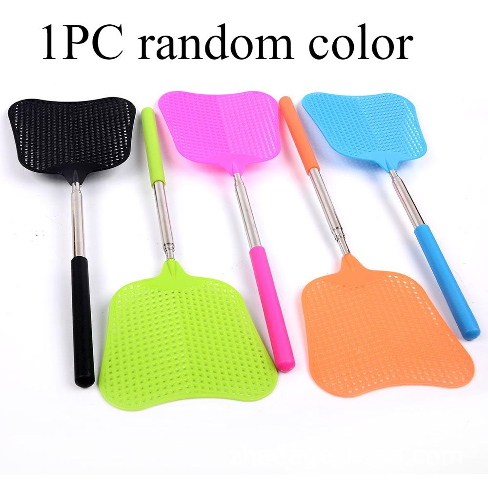 1 Random Color Extendable Fly Swatter with Retractable Handle, Lightweight Telescopic Swatter for Indoor Outdoor Fly Elimination