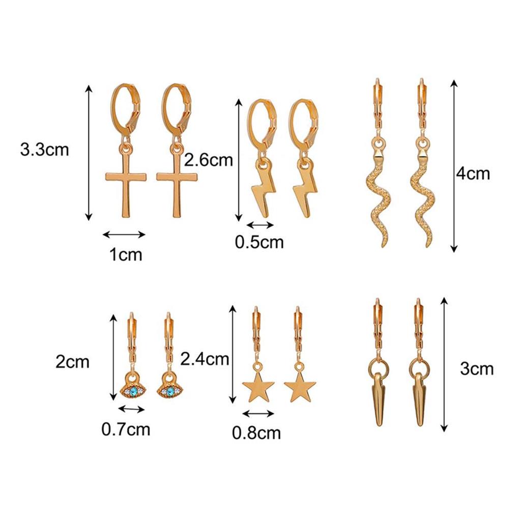9 Pairs Lovely Wear-resistant Hoop Earrings with Ear Clip Eardrop Pendants Ear Moon Set Portable Pendants for Women Girls