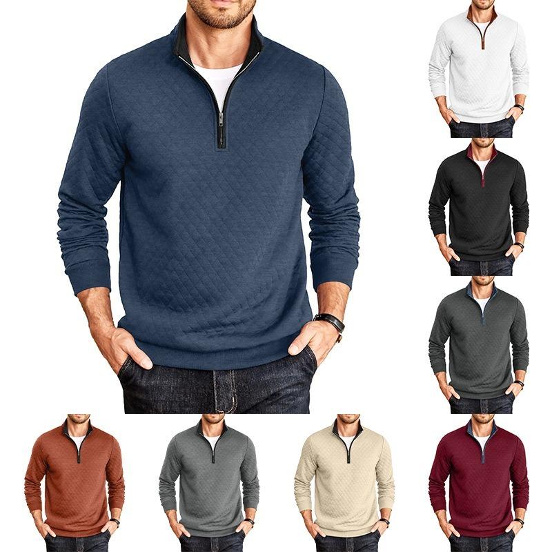 Men S Stand Collar Long Sleeve Zip Pullover Loose Sweatshirt