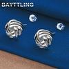 Charm 925 Sterling Silver 10MM Fine Braided Knotted Stud Earrings For Women Men Hip Hop Party Gifts Fashion Jewelry Accessories