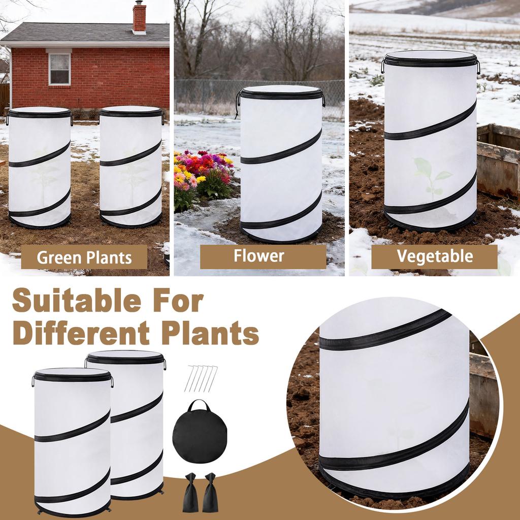 Up Winter Frost Plant Cover, 20 X 12 Inch Round Garden Plants Tent, Foldable Warm Plant Protector Enclosure For Snow Frost Indoor & Outdoor