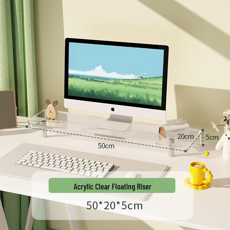 Acrylic Monitor Riser with Keyboard Tray and Storage Shelf