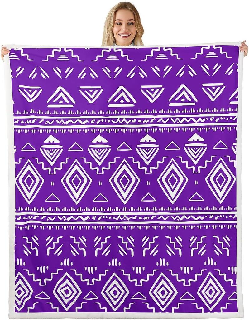 Navajo Pattern Blanket Tribal Design Fleece Throw Southwestern Decor Geometric Print Cozy Home Textile
