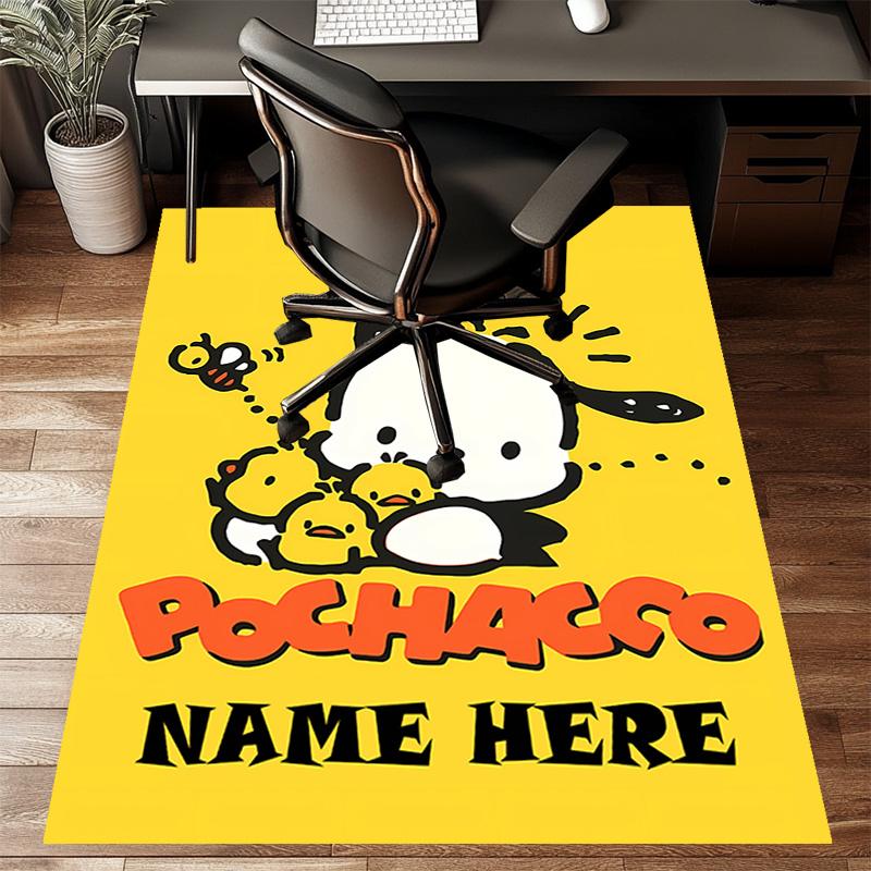 Custom Pochacco Mat Personalized Name, Polyester Washable Indoor Entryway Rug, Gift for Christmas, Easter, Thanksgiving Day