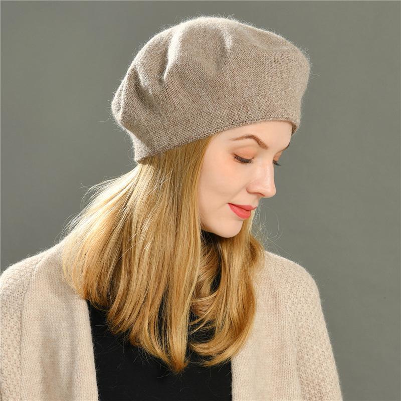 Fashion Versatile Rabbit Down Dudu Head Beret Women's Winter Outdoor Windproof Wool Cap Warm Ear Protection