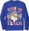 Cute Trick Or Teach Groovy Teacher Halloween Retro Long Sleeve Tshirt