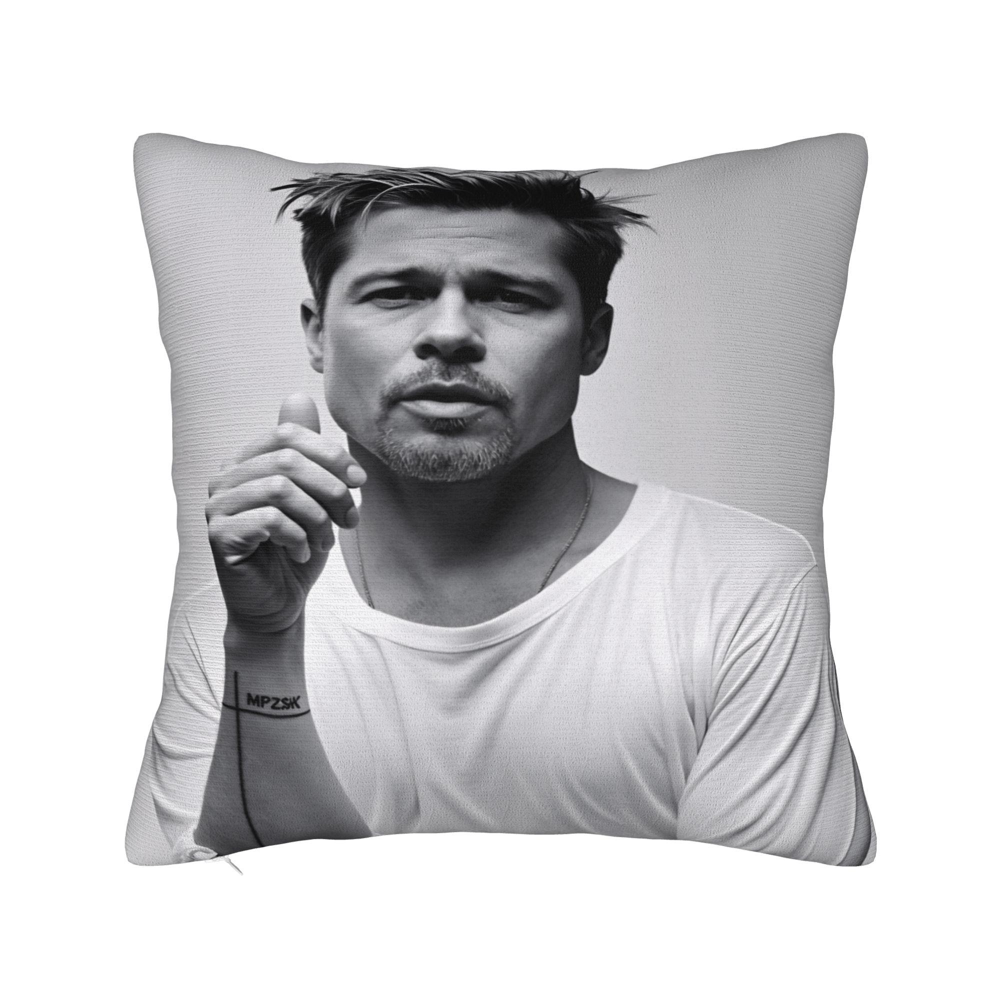 

B-Brad Pitts Photo collage Pillowcases Kawaii Pillow Case For Living Room Bed Chair Design Pillow Cover 12x12Inch