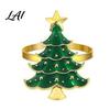 Napkin Fasteners for Dinner Christmas Tree Ring Alloy Green Holder Table Ornaments Reusable Holiday Ring Festive Dining Decor New Year Party