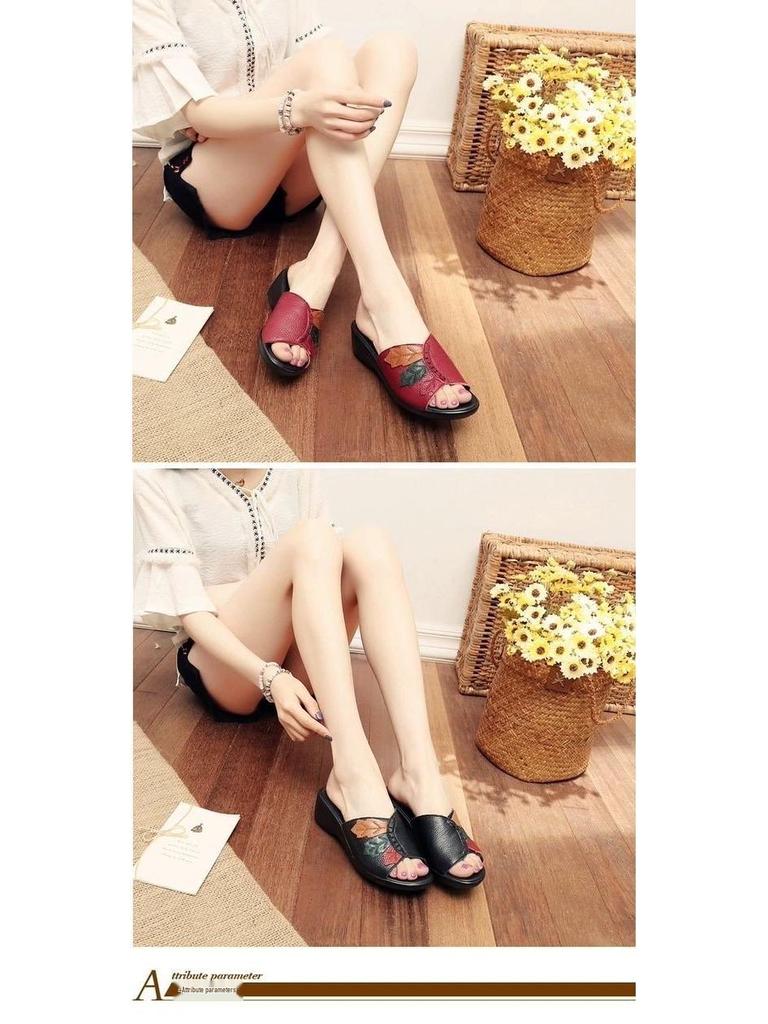 Mom's Wedge Heel Summer Slippers - Stylish, Comfortable, Non-slip Casual Beach Wear