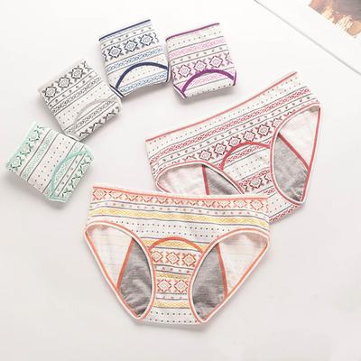 Damen-Höschen mit geometrischem Druck, hohe Taille, nahtlos, elastisch, hohe Saugfähigkeit, verhindert Auslaufen, Slips, Menstruationsunterhose, für den Alltag, Schlaf