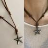 Adjustable Leather Rope Star Pendant Necklace for Women Vintage Ethnic Style