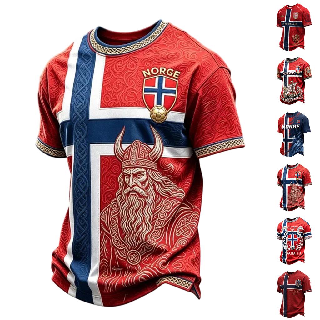 Men's Casual Printed Round Neck Short Sleeve T-Shirt, Lightweight and Breathable