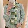 Korean Style Cashmere Knitted Scarf Plush Winter Shawl Fashion Rainbow Striped Scarf  Student