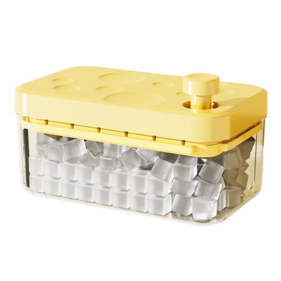 

Лоток для кубиков льда с крышкой и контейнером, большая емкость, форма для кубиков льда для морозильника, штабелируемая, без BPA, легкосъемная, льдогенератор Single Layer жёлтый
