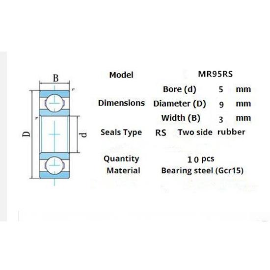 Mr95rs Bearing 10pieces 5*9*3(mm)