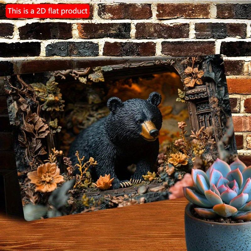2D Flat Wooden Sign 30*20cm Vintage Bear in The Forest Wooden Wall Art Decorative Sign for Bedroom, Farmhouse Decor, Decorative Wall Poster