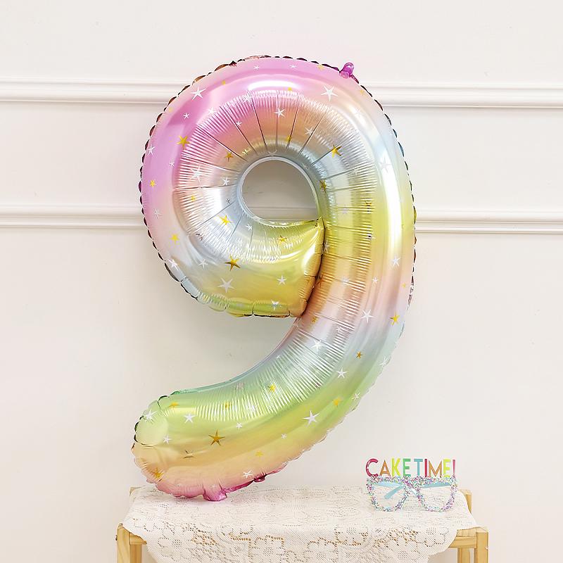 Balões de Estrela e Número com Gradiente Arco-Íris de 40 polegadas para Decoração do 1º Aniversário do Bebê