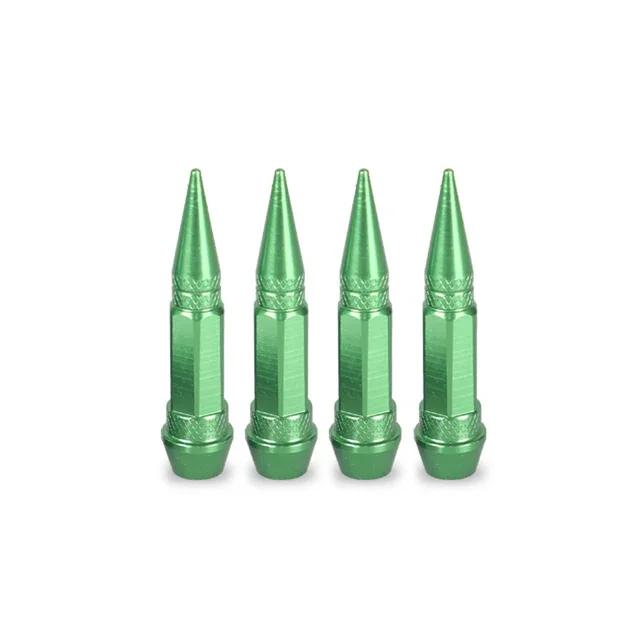 4 Stück Premium-Aluminium-Radkappen mit Spikes, 45/60 mm, für Autos, LKWs, Fahrräder, Motorräder, Ventilstaubschutz im kantigen Stil, amagi