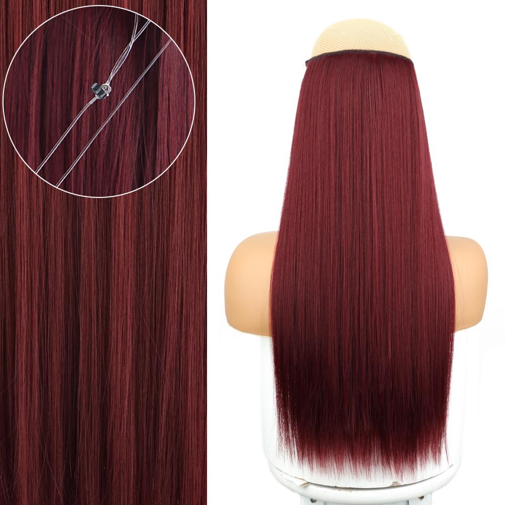 MERISIHAIR Lange glatte schwarze Haarverlängerungen für Frauen ohne Clips, Kunstfaser, natürliche Alltagskleidung, Cosplay-Haarteil, glattes Haar