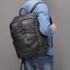 Black Leather Men Backpack Genuine Leather Travel Bag Casual Daypack Fashion Leather School Bags Large Laptop Bag Soft Skin 14"