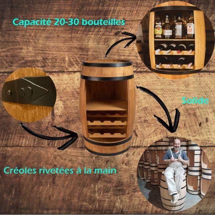 Wooden Barrel - Creative Cooper - 80cm - Bottle Storage - Oak - Vintage Furniture